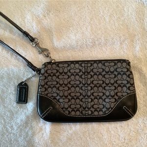 Coach Wristlet, Black/Grey with logo